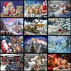 Картина, мозаика ручной работы, зимний пейзаж, вышивка крестиком, бриллиантовый декор, ландшафт