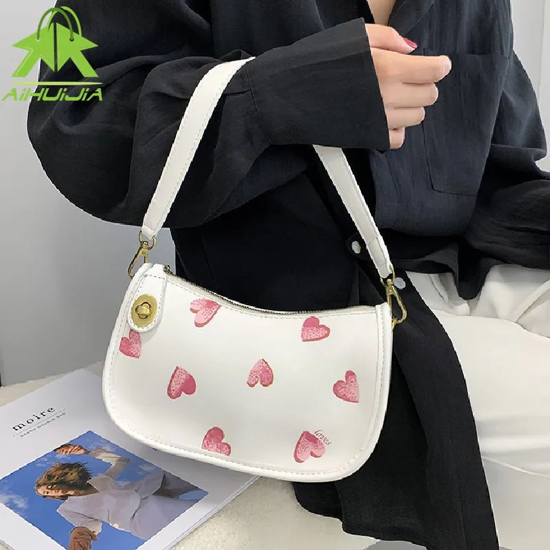 

Fashion Printing Small PU Leather Shoulder Bags For Women 2021 New Simple Handbag Luxury Designer Female Messenger Bag And Purse