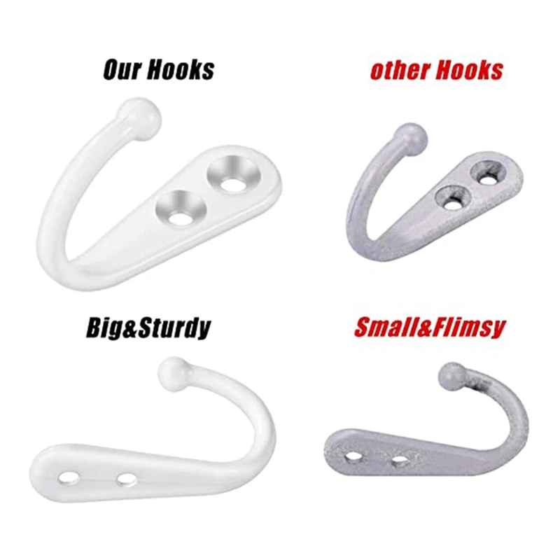

30 Pieces Wall Mounted Coat Hook Robe Hooks Cloth Hanger Coat Hooks and 60 Pieces Screws for Bath Kitchen Garage Single