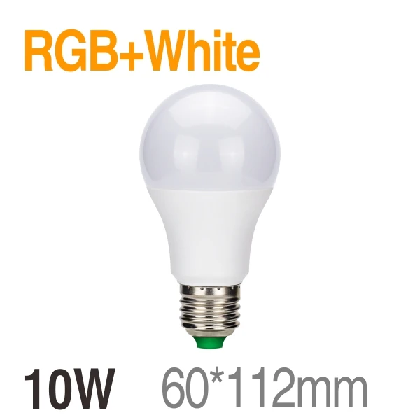 10W RGB White Светодиодный RGB лампа 5 Вт 10 Вт 15 Вт E27 AC85-265V светодиодный светильник 16 изменяемый цвет RGB светодиодный светильник с функцией памяти+ ИК-пульт дистанционного управления - Испускаемый цвет: 10W RGB White