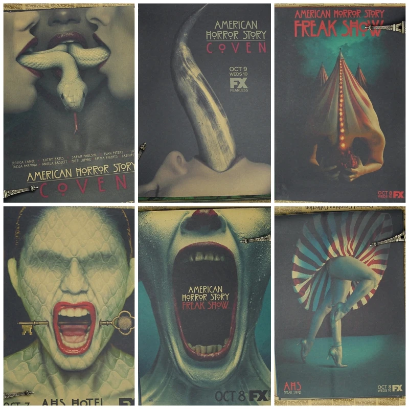 

American horror stories, nostalgic posters, family bar decorations.