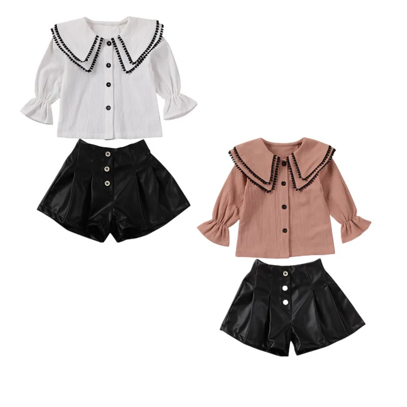 2 шт. Детская кофта с длинным рукавом и кожаные шорты | Мать ребенок