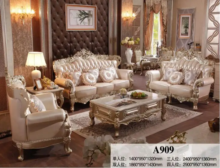 Роскошная гостиная диван genunine кожа 3 местный набор мебели|set 3|set sofasofa sets furniture |