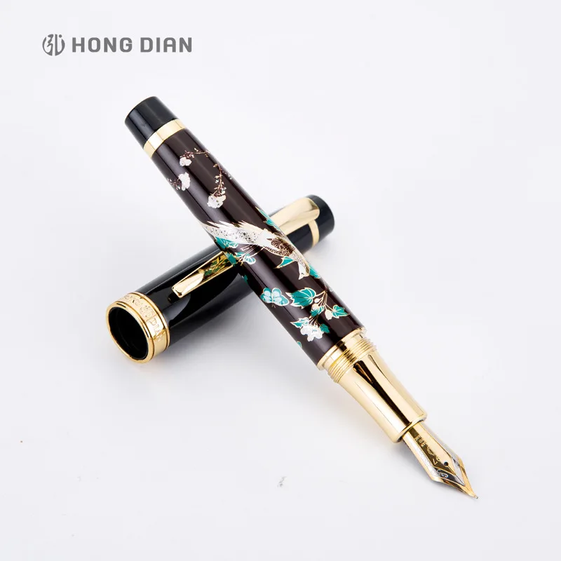 HongDian ручная роспись перьевая ручка синий девочек на вечеринки цветок перо 0 5 мм