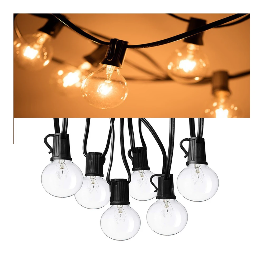 

Led garlands string lights outdoor Holiday with bulbs G408M 25PC Decorative lamps street house Wedding party terrace waterproof