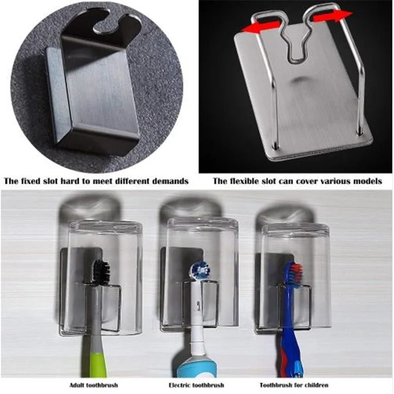 

Bathroom Wall Mounted Stainless Steel Toothbrush Hook Toothpaste Holder