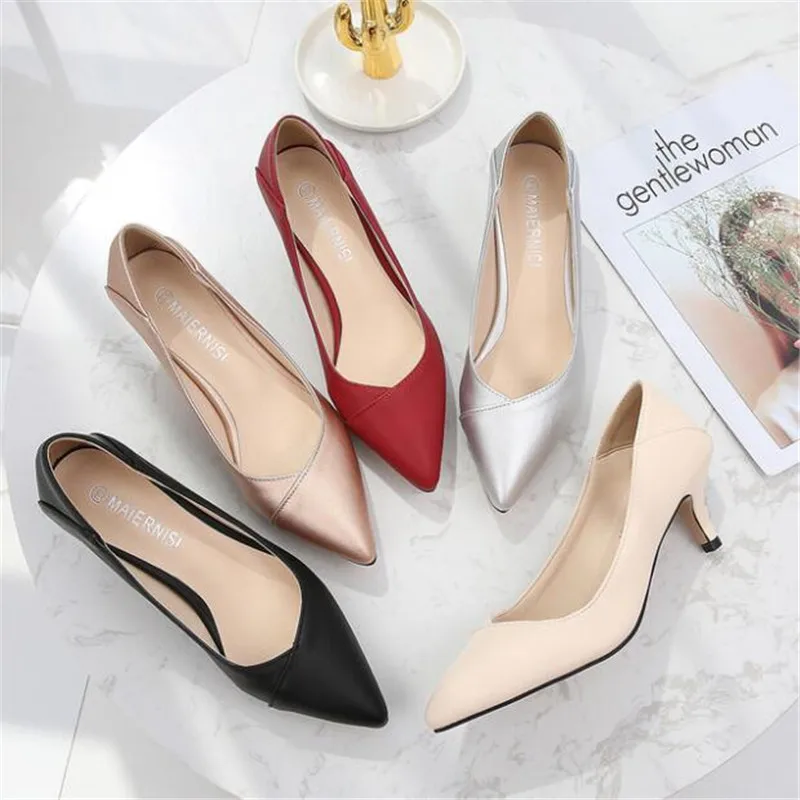 

2019 HOT Women Shoes Pointed Toe Pumps Patent Leather Dress High Heels Boat Shoes Wedding Shoes Zapatos Mujer Plus Size