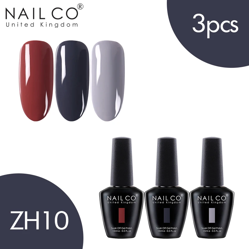 ZH10 NAILCO 3 шт. набор гель-лака UV Vernis Полупостоянный Праймер УФ-гель для ногтей Краска Декоративный Лак для ногтей Гибридный отмачиваемый Гель-лак - Цвет: ZH10