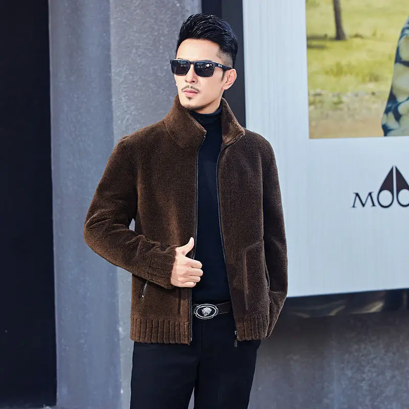 

2021 Autumn Winter Men's New Short Real Sheep Shearling Coats Male Genuine Lamb Fur Jackets Men Thick Warm Solid Outwear O621