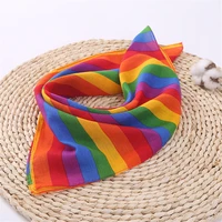 festival rainbow colorful seven stripes 55x55cm unisex cotton pocket square scarf headband bandana sports wristband neck tie