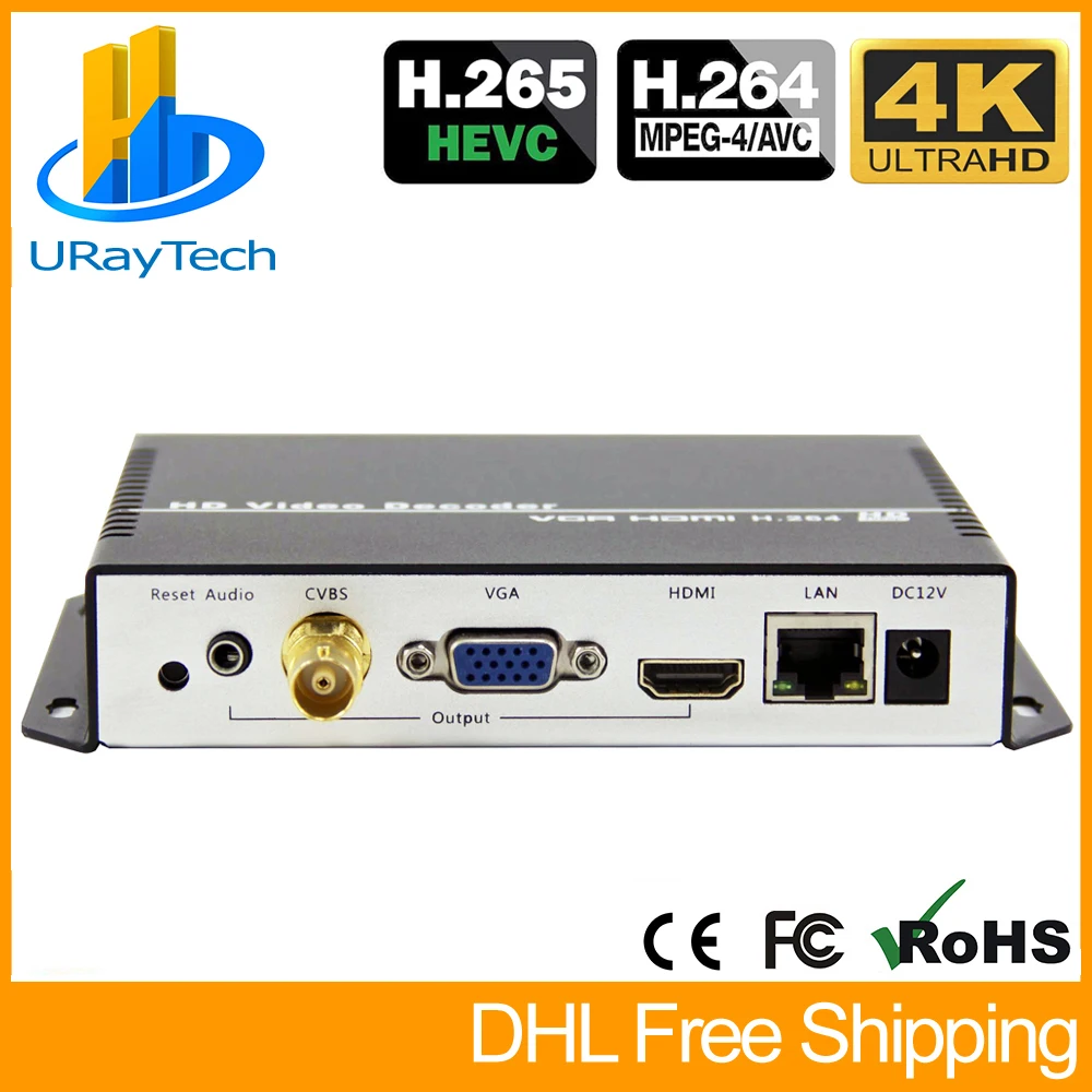 UHD 4K H.265 H.264 HDMI VGA CVBS декодер HD SD видео аудио IP потоковый декодер HTTP RTSP RTMP UDP HLS к HDMI VGA CVBS приемник - Цвет: Wired