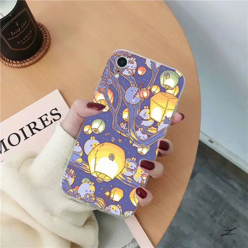Чехол для телефона Kawaii Molang с мультяшным аниме котом iPhone 13 11 12 pro XS MAX 8 7 6 6S Plus X 5S SE 2020