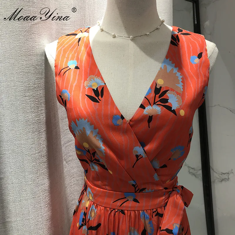 MoaaYina модное дизайнерское подиумное платье Весна Лето Женское с цветочным