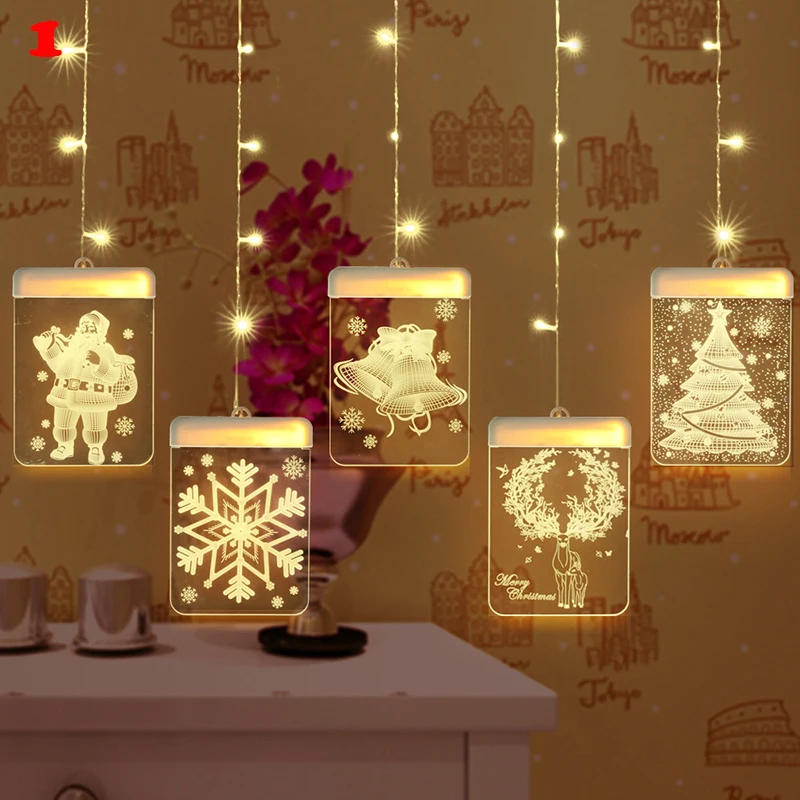 

Christmas Santa Claus Elk Bells Pattern LED Fairy Lights Ornaments Home Decorations C44