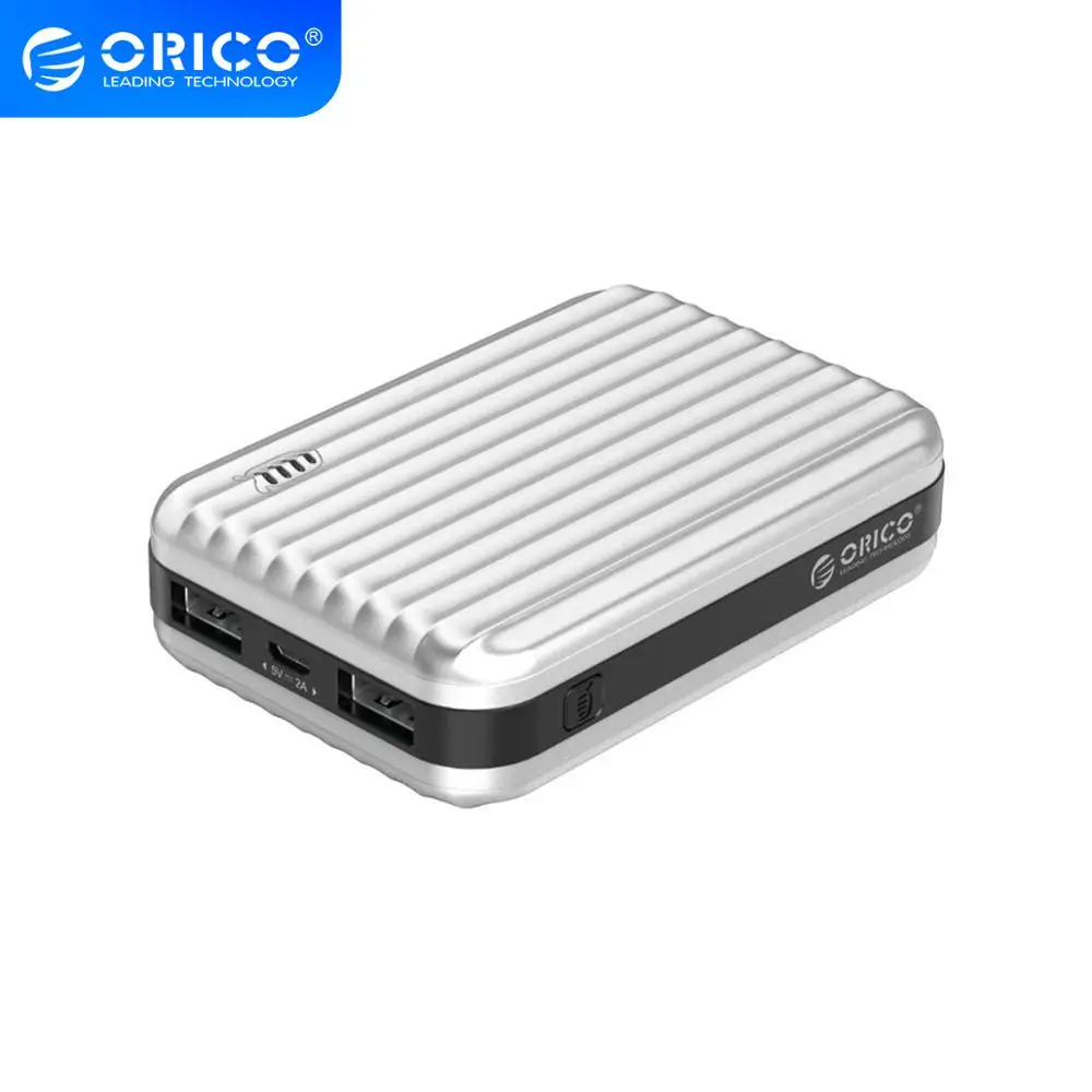 Полимерный внешний аккумулятор ORICO 10000 мАч Micro USB 5V2A два порта с зарядным дисплеем