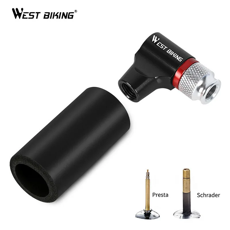 

WEST BIKING Portable CO2 Pump Aluminum Alloy Bicycle Pump Inflator For Schrader Presta Adapter Safety Automatic Mini Hand Pump