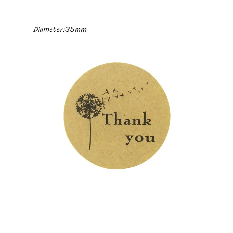 100 шт./лот наклейка с рисунком одуванчика и надписью Thank you из крафт-бумаги сделай