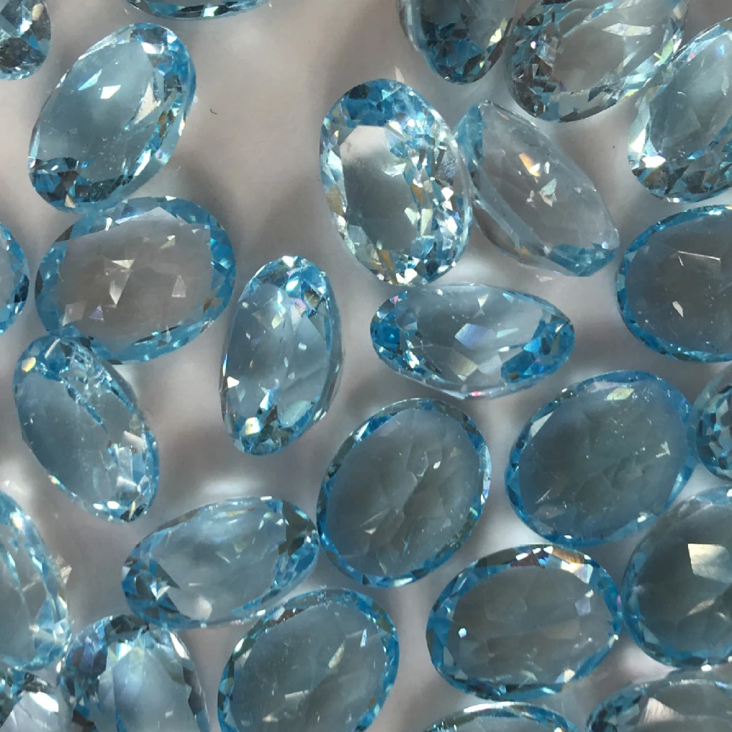 2 шт. овальный граненый топаз с натуральным драгоценным камнем 7x9 мм для