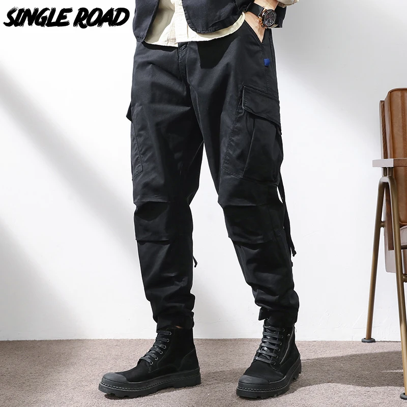 

Односторонние мужские брюки-карго, мужские Модные мешковатые джоггеры 2022 с несколькими карманами, мужские однотонные брюки в стиле хип-хоп