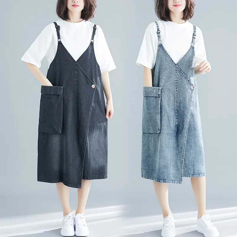 2019 Сезон весна осень Джинсовая юбка с ремешком женские повседневные свободные