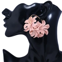 sexemara fashion fabric flower drop earrings for women statement colorful petal circle big fancy earring jewelry