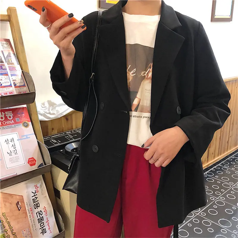 

HziriP Fashion Korea Women Loose Autumn Gentle Fresh Feminine All Match Office Lady Casual Elegant Chic Mid-Length Blazers
