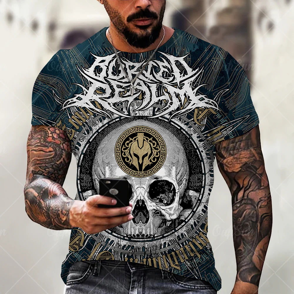 

Men T shirt Popular Skull Pattern Streetwear Summer Fashion All-Match Male Daily Casual Clothes Funny 3D Print Short Sleeve Tees