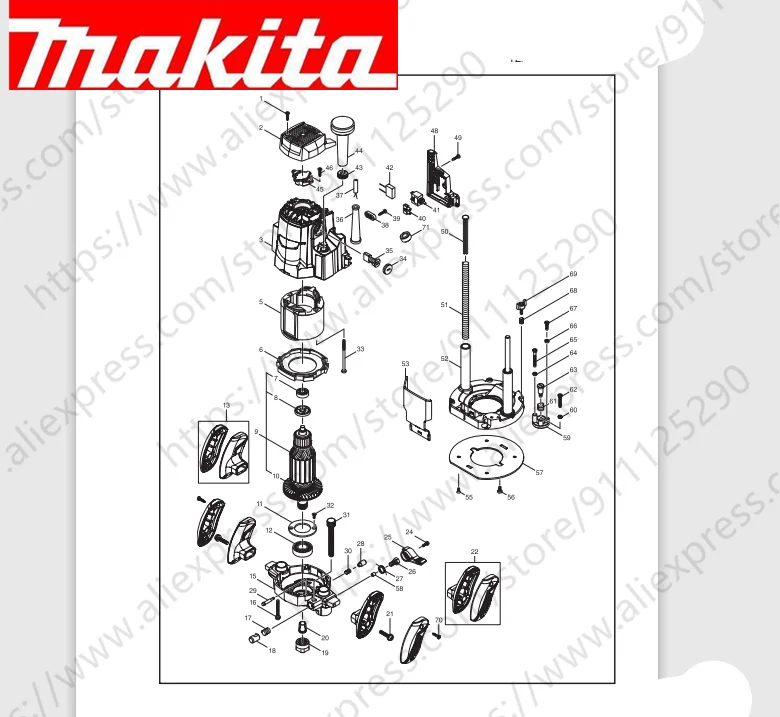 

Maktia for M3600B Rotor switch stator handle housing bearing Spindle gear (Consult customer service)