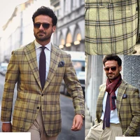 one piece blazer green plaid england style costume homme high quality formal wedding business causal prom daily tailor made
