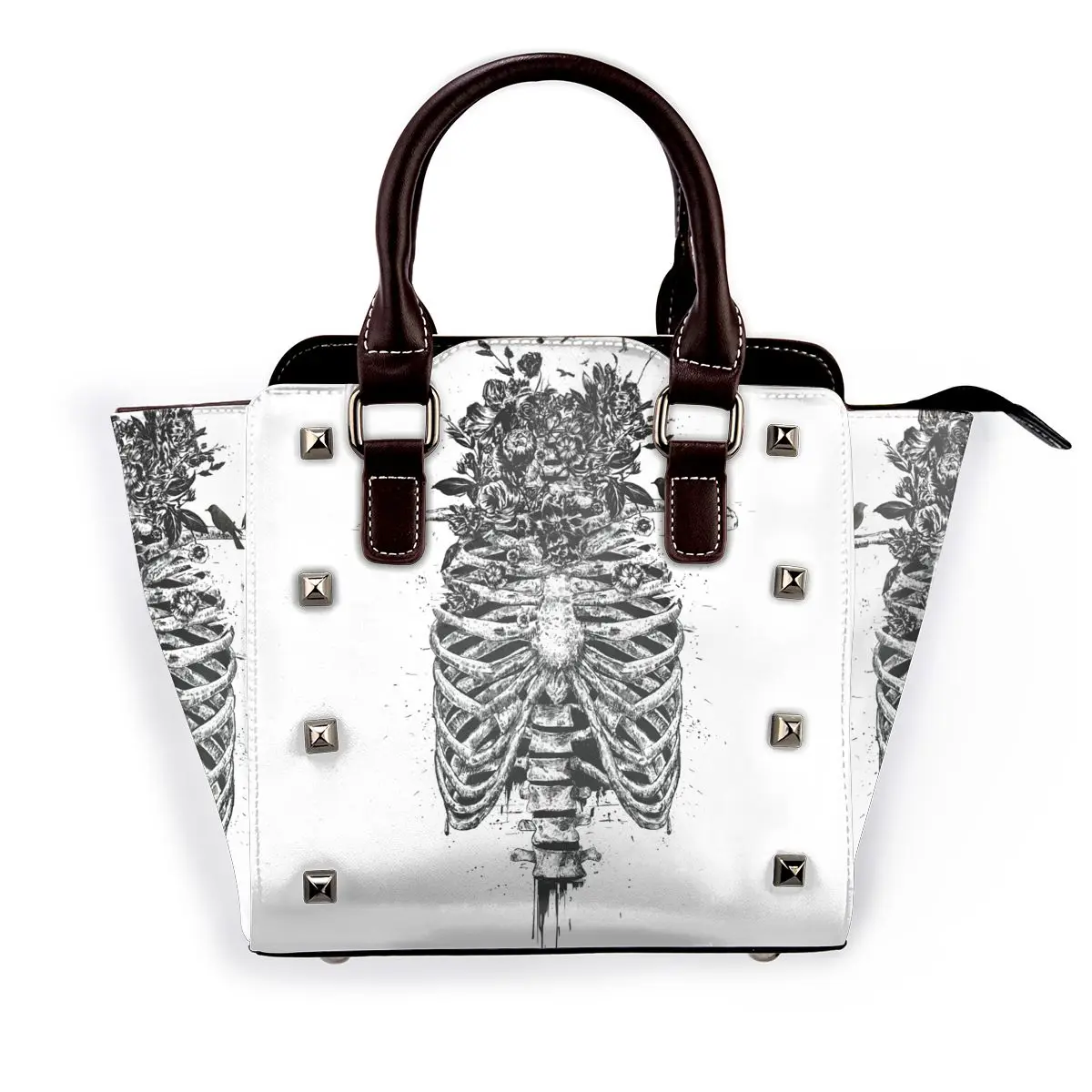 

Skeleton Flowers Birds Shoulder Bag Cool Shopping Woman Handbag Gifts Stylish Leather Bags