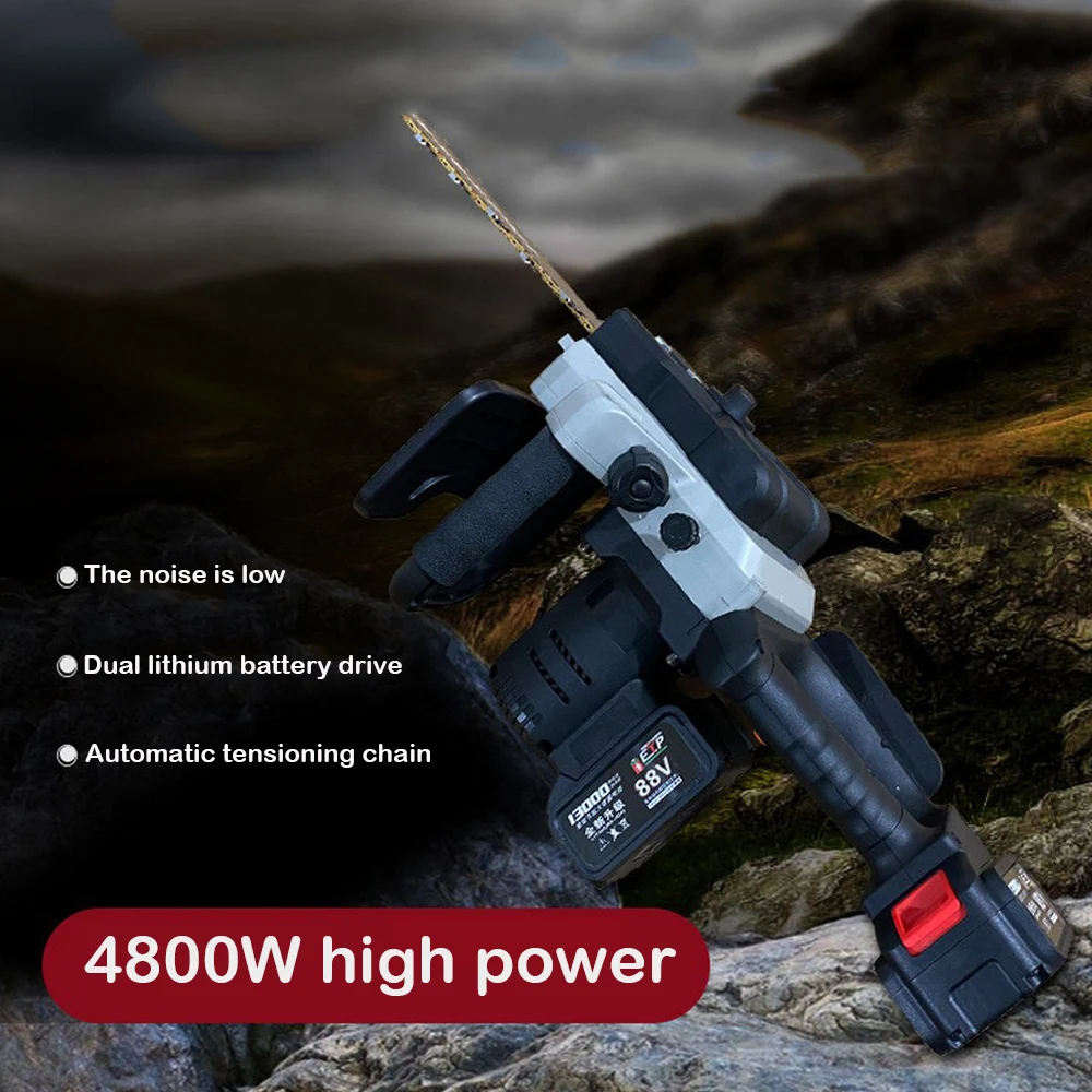 

16 Inch Electric Chain Saw with 2 Battery Electric Pruning Saw Kit Durable Wear-resistant Pruning Wooden Chain Portable