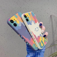 smiley liquid silicone case for iphone 13 12 11 pro max mini x xr xs 7 8 plus se 2020 colorful phone shell shockproof soft cover