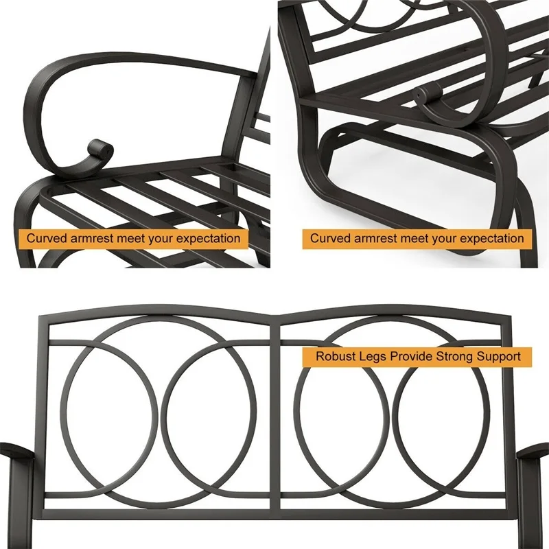 

Outdoor Patio Cushioned Rocking Bench Loveseat Backyard Furniture HW51783