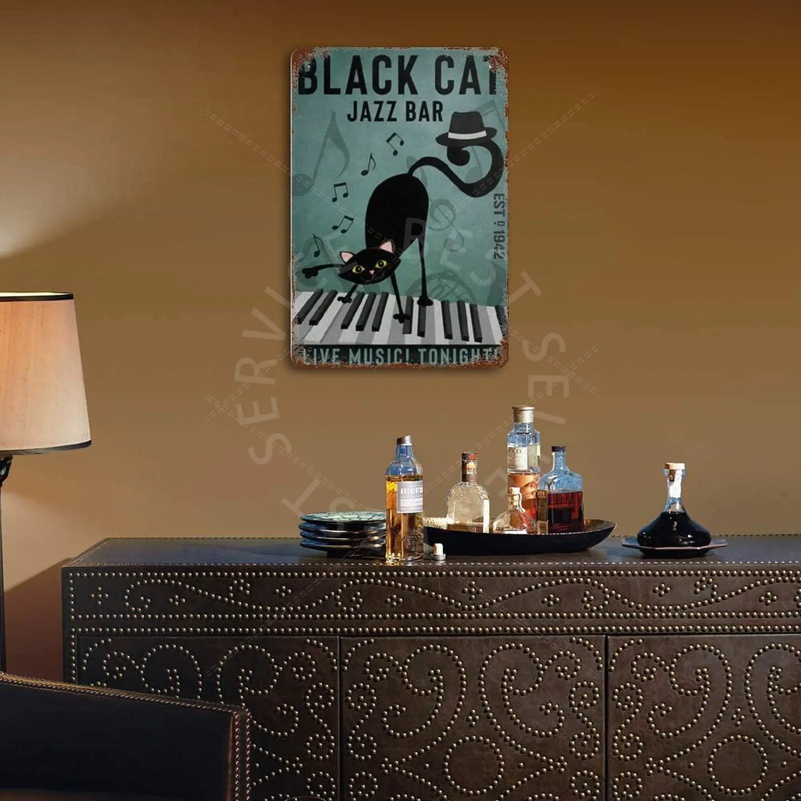 

Black Cat Jazz Bar Vintage Metal Tin Sign Retro Poster Home Bar Decoration Iron Painting Pub Club Industrial Dcor