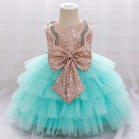kids girls clothes princess ball gown sparkly sequins tulle dress big bowknot tiered fluffy dress girl wedding birthday vestidos