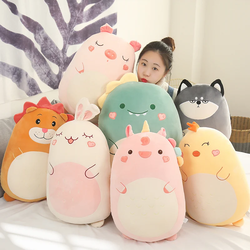 

45~80cm Stuffed Cartoon Standing Animal Doll Huggable Dino Bunny Unicorn Soft Plush Toy With Zipper Lovely Buddy Xmas Gift