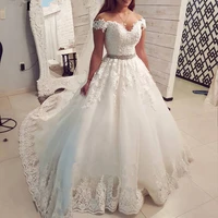 new arrival luxury lace white a line v neck wedding dresses princess 2021 beaded crystal bride party gowns robe de mariee