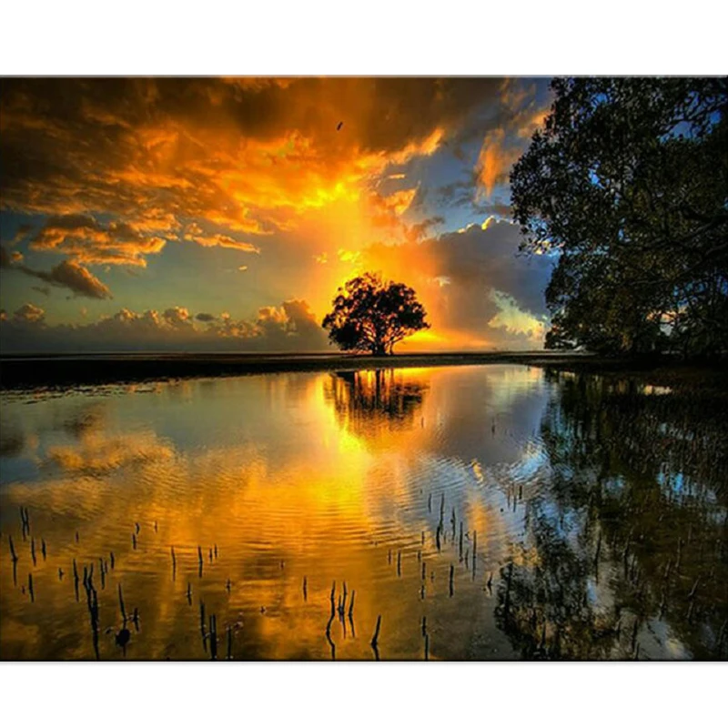 5D алмазная живопись сделай сам вышивка крестиком Горный пейзаж кристальная