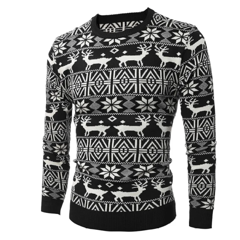 

2020 Autumn Casual Men's Sweater Round Neck Ethnic Print Harajuku Slim-fit Sweater Men's Sweater Pullover Padded Pullover Men's
