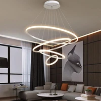 modern led chandelier lighting for living room dining kitchen restaurant remote control dimming circle ring hanging pendant lamp