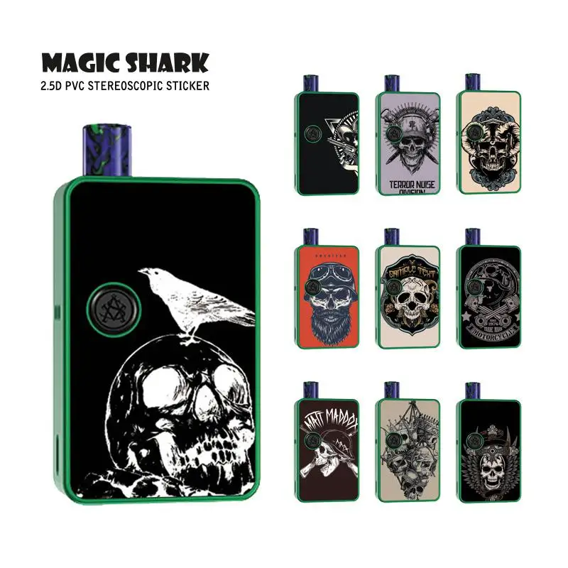 Волшебная Акула 2.5D стерео череп мотоцикл злой Панк ПВХ Vape новый стикер чехол