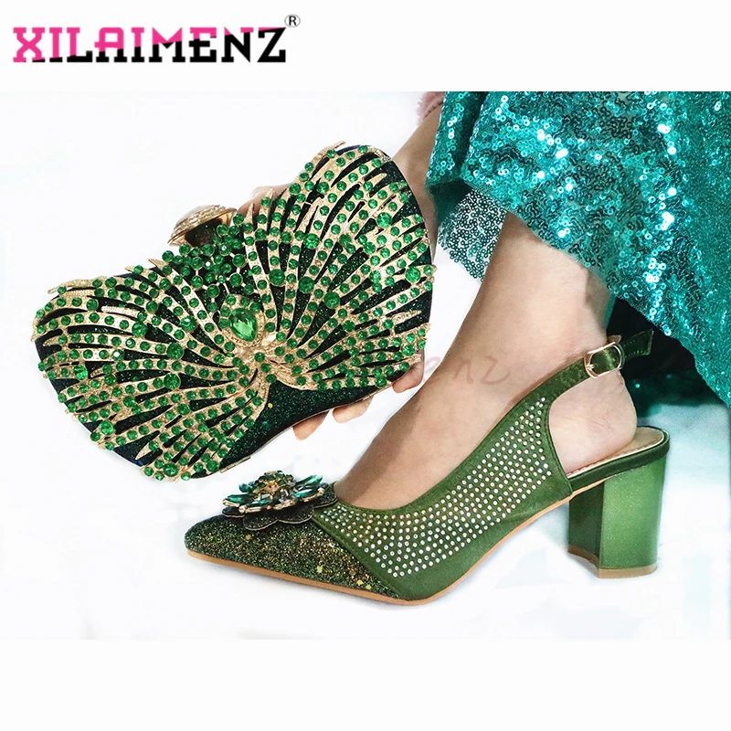 Набор классической женской Африканской обуви с подходящими сумками итальянские