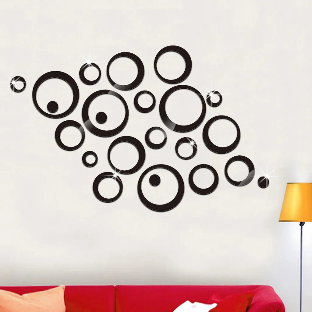 Настенный Стикеры s 23 шт. 3D круги зеркальные настенные DIY виниловые Home Decor Съемный
