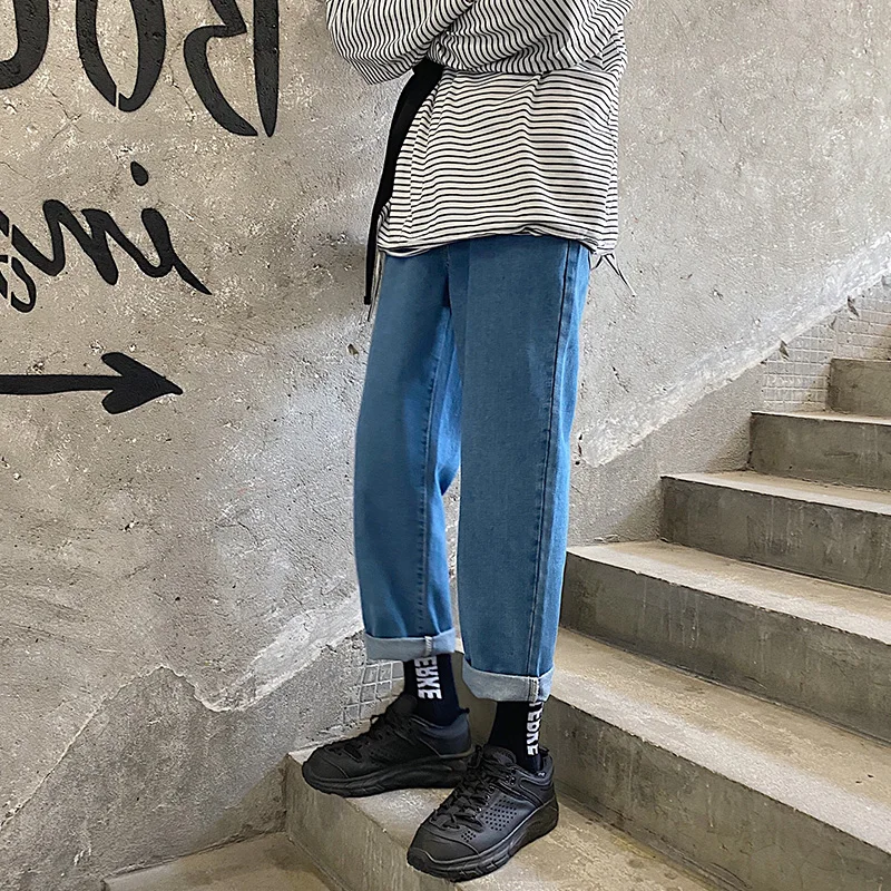 2021 мужская стрейч Slim Fit Классические узкие джинсовые брюки черный/синий Цвет