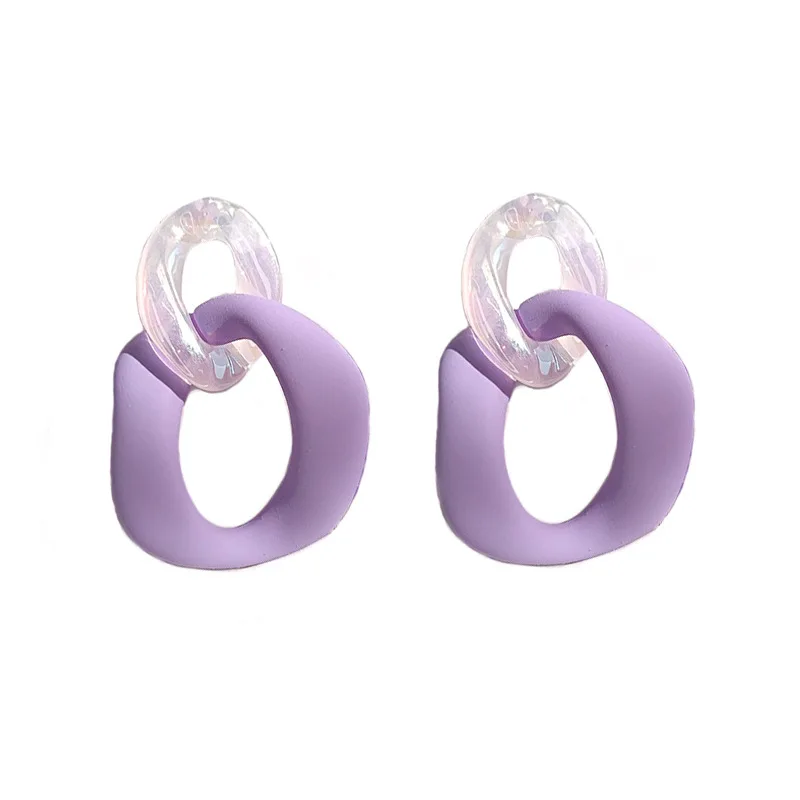 

Korean Trendy Multicolor Acrylic Chain Drop Earrings For Women Exaggeration Geometric Irregular Round Earring Jewelry For Gift