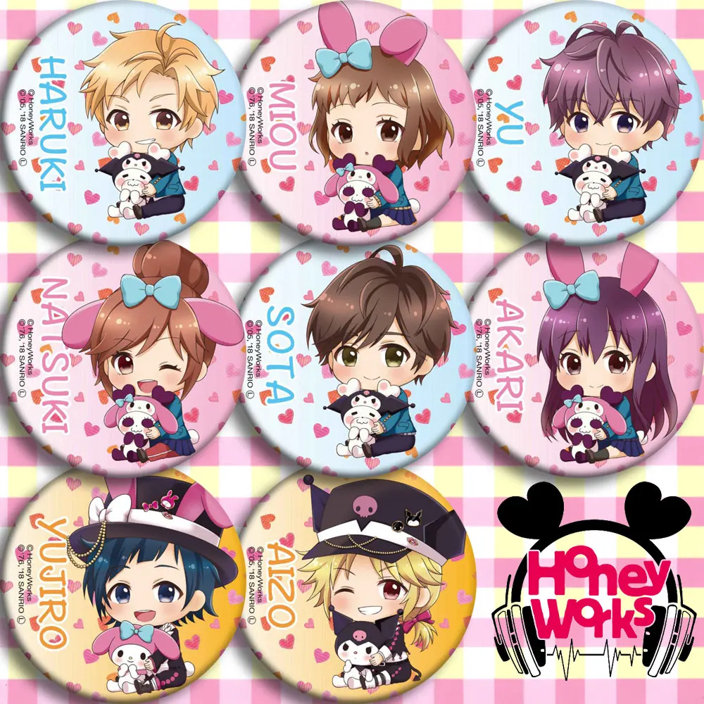 

1pcs 58mm Anime HoneyWorks acrylic Iron Brooch Icons Button