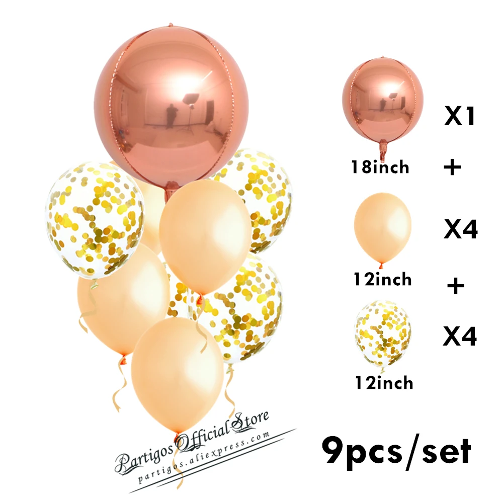 rose gold 4 1 компл. 4D розовое золото свадебные украшения, воздушные шары из фольги металлические блестящие звезды глобусы День Рождения Декор поставки баллоны с гелием - Цвет: rose gold 4