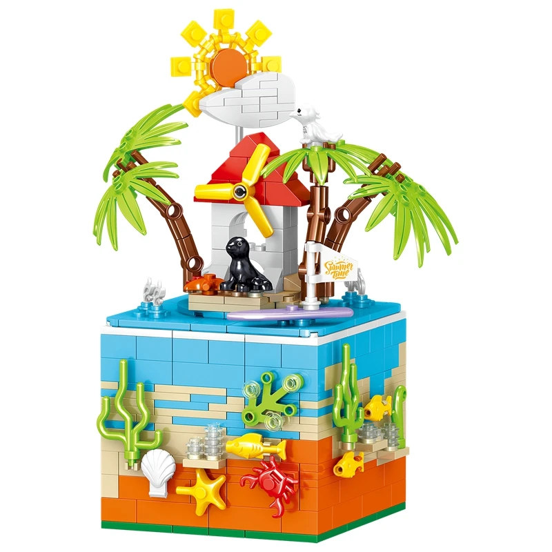 

Mailackers Creator Rotating Music Box Telephone Booth Carousel Creative Series Children's Toys Diy Building Block Model Gift