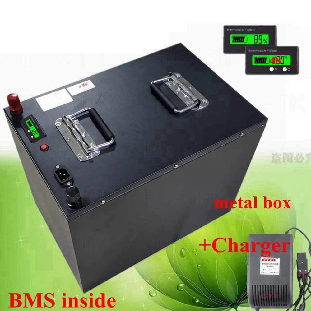 Литиевая батарея 48V 100AH аккумулятор 48V 200AH литий ионный аккумулятор с ЖК-дисплей для 1500 Вт 5000 UPS скутер EV транспортировки клуба go to cart 10A зарядное устройство