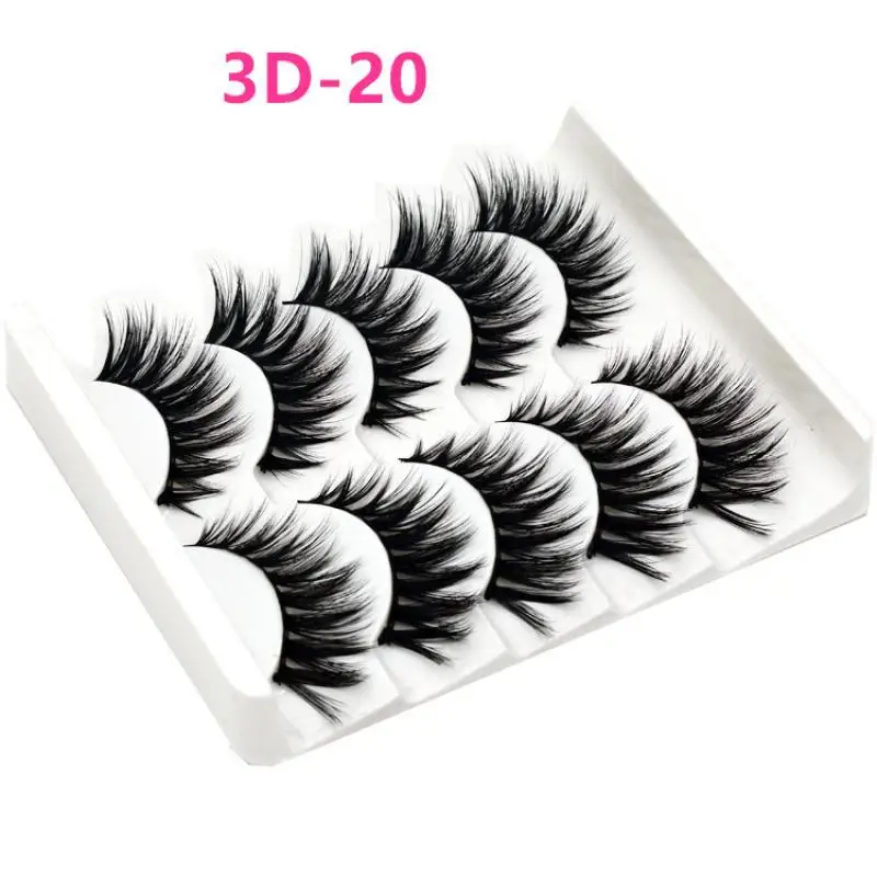 1@# 2021 Sexy 5Pairs 3D Synthetic Hair False Eyelashes Natural/Thick Long Eye Lashes Wispy Makeup Beauty Extension Tools 3D-22 | Красота и